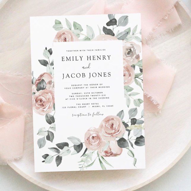 Invitation Mariage d'Eucalyptus rose poussiéreux (Créateur téléchargé)