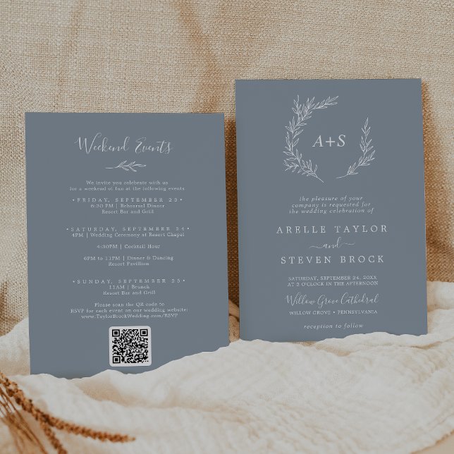 Invitation Mariage d'événements de fin de semaine bleu et bla (Créateur téléchargé)