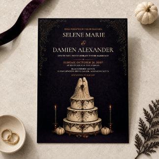 Invitation Mariage d'Halloween de la mariée et du marié fantô