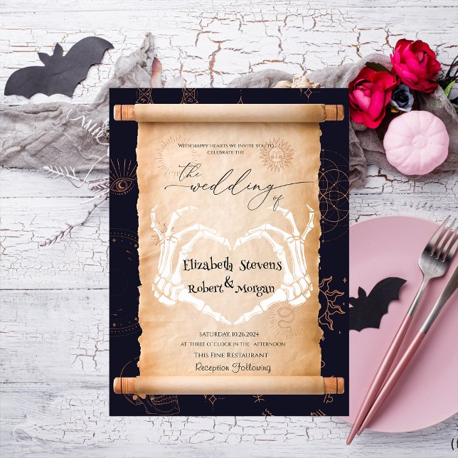Invitation Mariage d'Halloween des mains de squelette (Créateur téléchargé)