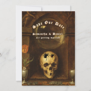 Invitation Mariage d'Halloween Goth Araignées crâne Enregistr