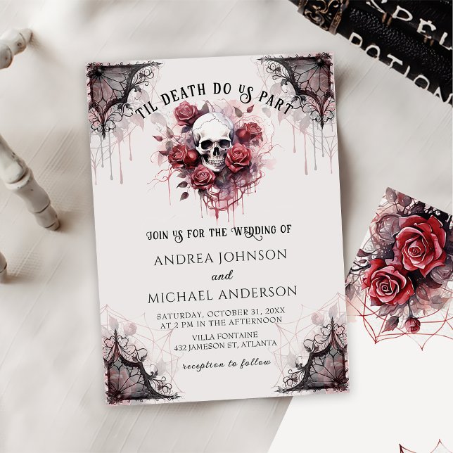Invitation Mariage d'Halloween Rose gothique (Créateur téléchargé)