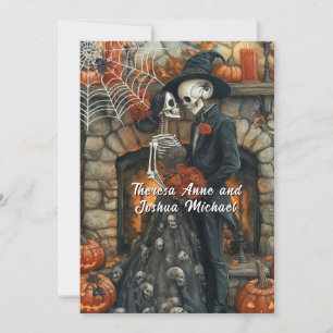 Invitation Mariage d'Halloween Squelettes Araignées noires Ch