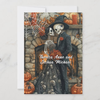 Invitation Mariage d'Halloween Squelettes Araignées noires Ch