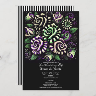 Invitation Mariage d'Halloween violet vert noir de bande