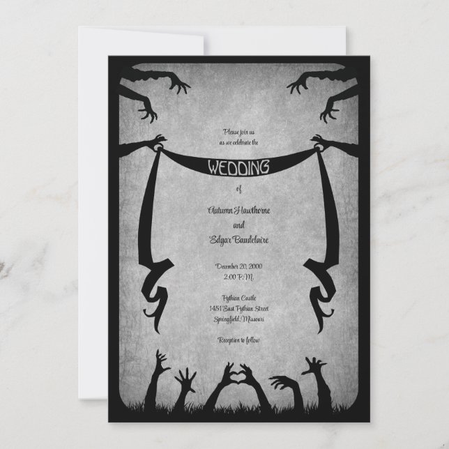 Invitation Mariage d'Halloween Zombie Horreur (Devant)