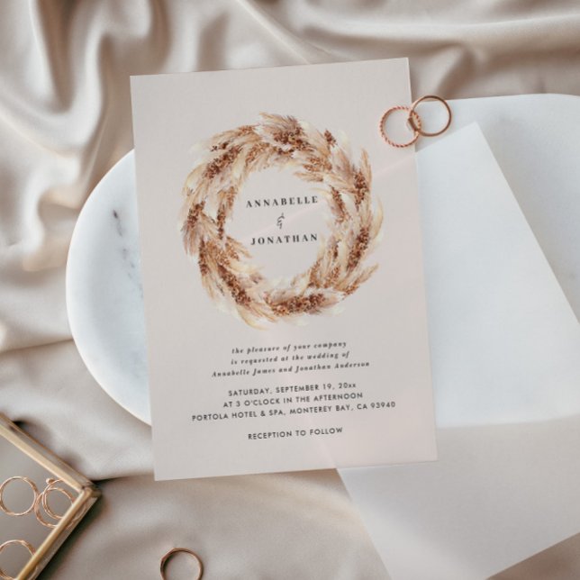 Invitation Mariage d'herbe bohème naturel moderne (Créateur téléchargé)