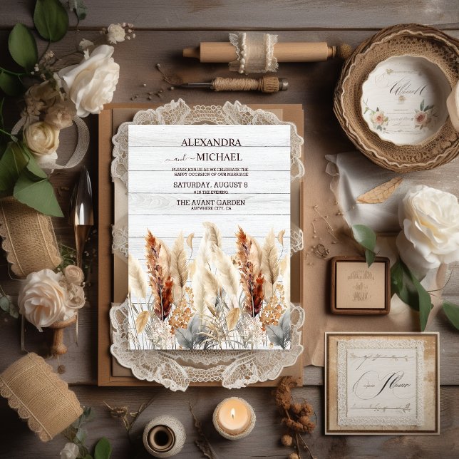 Invitation Mariage d'herbe Pampas d'automne (Créateur téléchargé)
