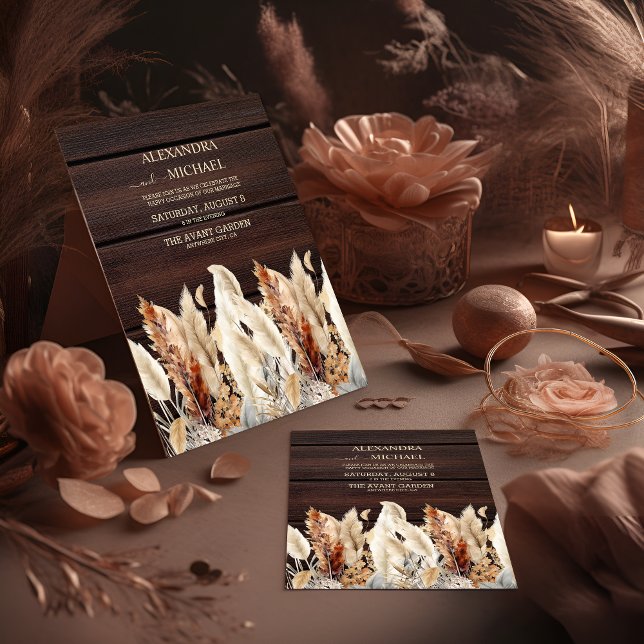 Invitation Mariage d'herbe Pampas d'automne (Créateur téléchargé)