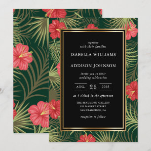 Invitation Mariage d'Hibiscus et de palmiers tropicaux