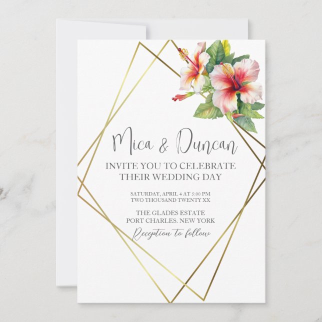 Invitation Mariage d'Hibiscus tropical (Devant)