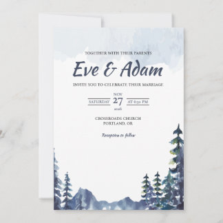 Invitation Mariage d'hiver à l'aquarelle de Mountain Pine Rid