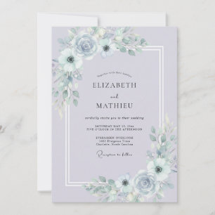 Invitation Mariage d'hiver atmosphérique bleu lavande
