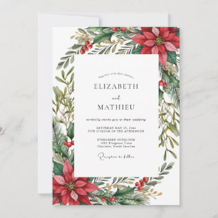 Invitation Mariage d'hiver atmosphérique rouge