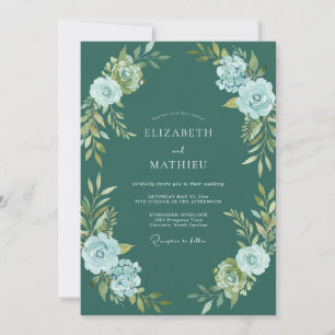 Invitation Mariage d'hiver atmosphérique sarcelle