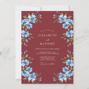 Invitation Mariage d'hiver au bleuet de Bourgogne