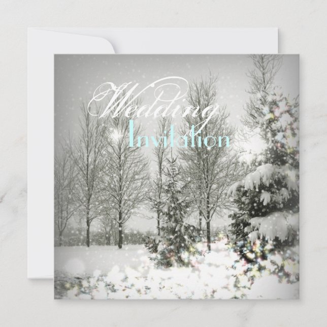 Invitation Mariage d'hiver aux arbres de Noël Forêt Romantiqu (Devant)