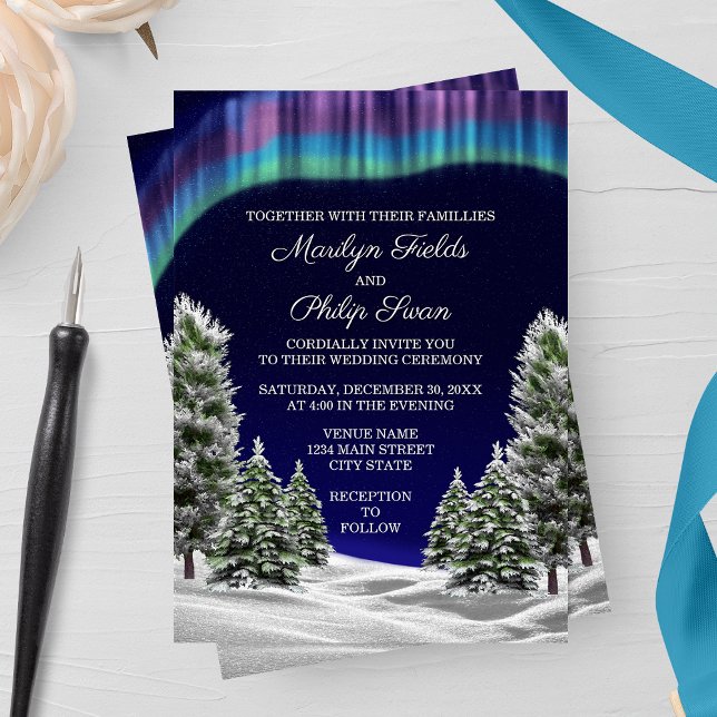 Invitation Mariage d'hiver aux aurores boréales (Créateur téléchargé)