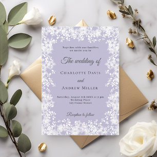 Invitation Mariage d'hiver aux lavandes poussiéreuses sous le