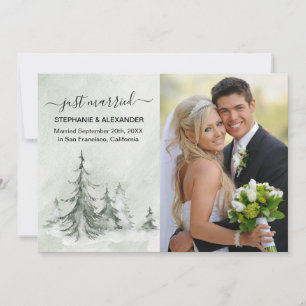 Invitation Mariage d'hiver aux sapins à l'aquarelle