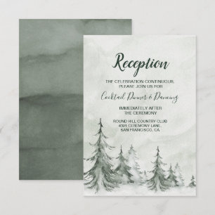 Invitation Mariage d'hiver aux sapins à l'aquarelle