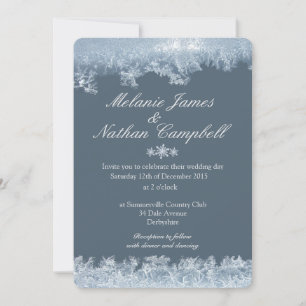 Invitation Mariage d'hiver bleu givré personnalisé