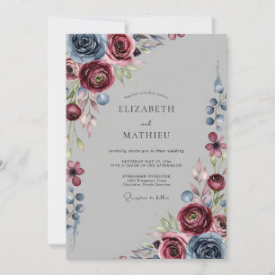 Invitation Mariage d'hiver bourguignon et sombre