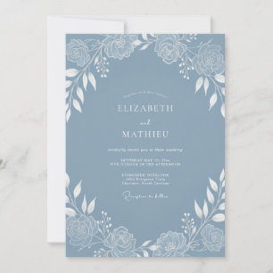 Invitation Mariage d'hiver captivant bleu ardoise