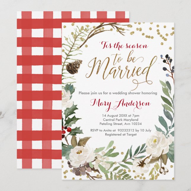 Invitation Mariage d'hiver, C'est la saison pour être marié (Devant / Derrière)