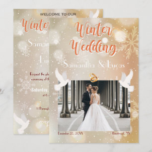 Invitation Mariage d'hiver Couple Photo Mariage d'or