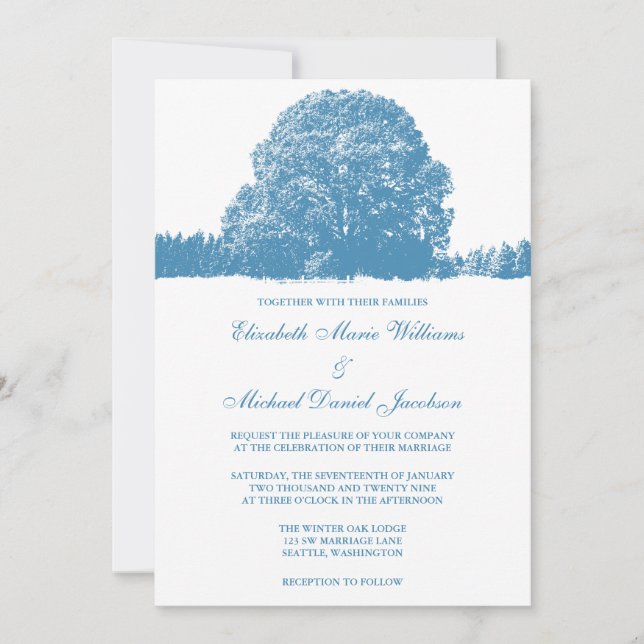 Invitation Mariage d'hiver de chêne (Devant)