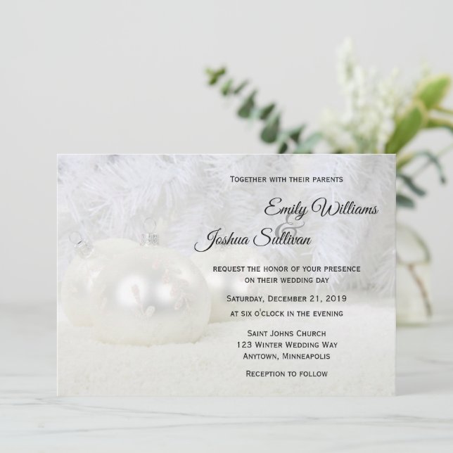 Invitation Mariage d'hiver de Noël blanc (Debout devant)