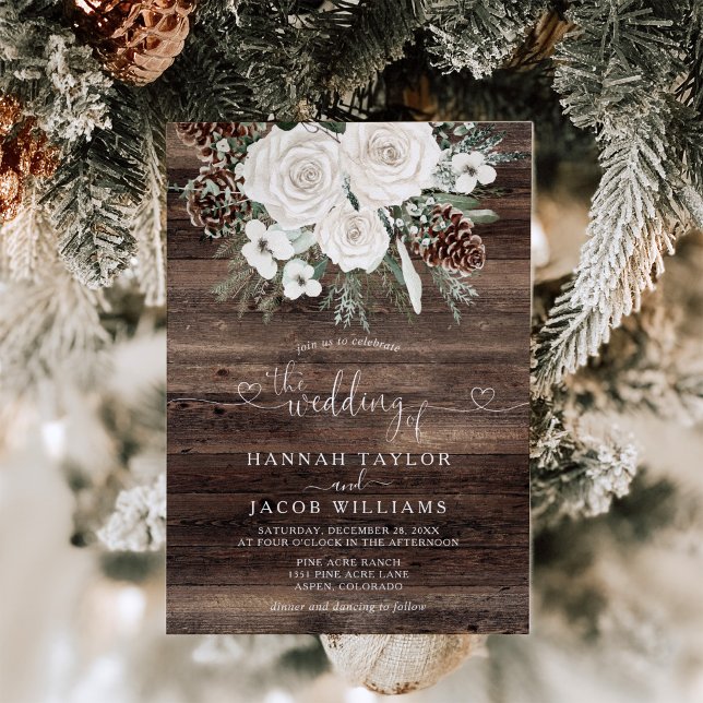 Invitation Mariage d'hiver de pin rustique (Créateur téléchargé)
