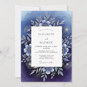Invitation Mariage d'hiver divin Navy