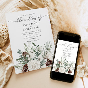 Invitation Mariage d'hiver élégant et persistant