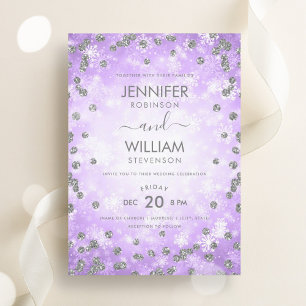 Invitation Mariage d'hiver élégant Festive violet argent