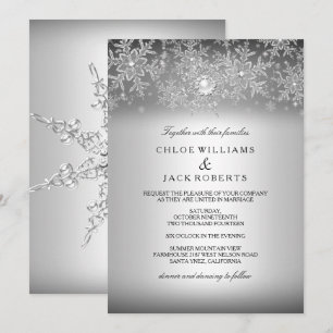 Invitation Mariage d'hiver en cristal perle flocon de neige a