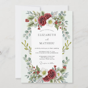 Invitation Mariage d'hiver ensorcelant rouge