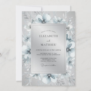 Invitation Mariage d'hiver éthéré argenté