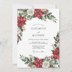 Invitation Mariage d'hiver exquis rouge