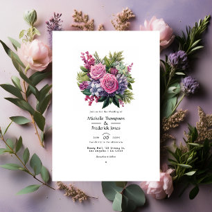 Invitation Mariage d'hiver floral à la vigne et au pin