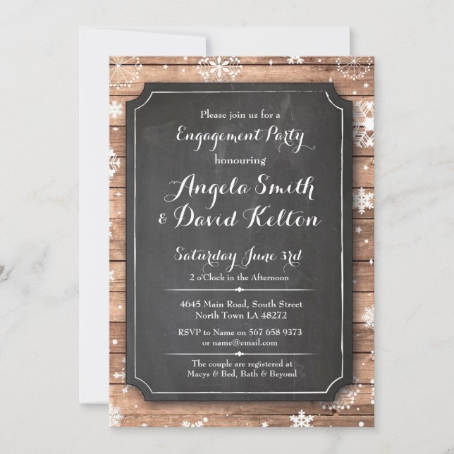 Invitation Mariage d'hiver Floral Flocon de neige Fiançailles (Devant)