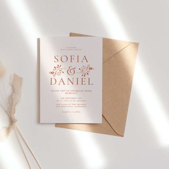 Invitation Mariage d'hiver floral minimaliste (Créateur téléchargé)