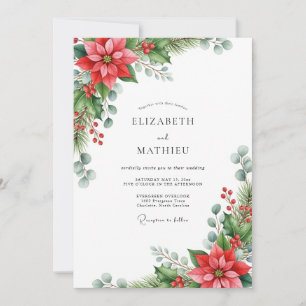 Invitation Mariage d'hiver frappant de cramoisi