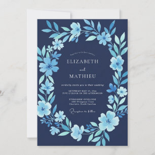 Invitation Mariage d'hiver gelé bleu marine