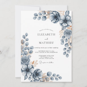 Invitation Mariage d'hiver glacial bleu ardoise
