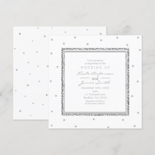 Invitation Mariage d'hiver Glam Silver & White Dots Party