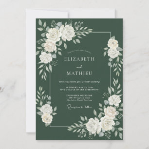 Invitation Mariage d'hiver grandioso vert forêt