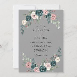 Invitation Mariage d'hiver gris charbon mélancolique