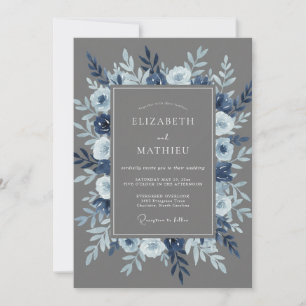 Invitation Mariage d'hiver gris raffiné
